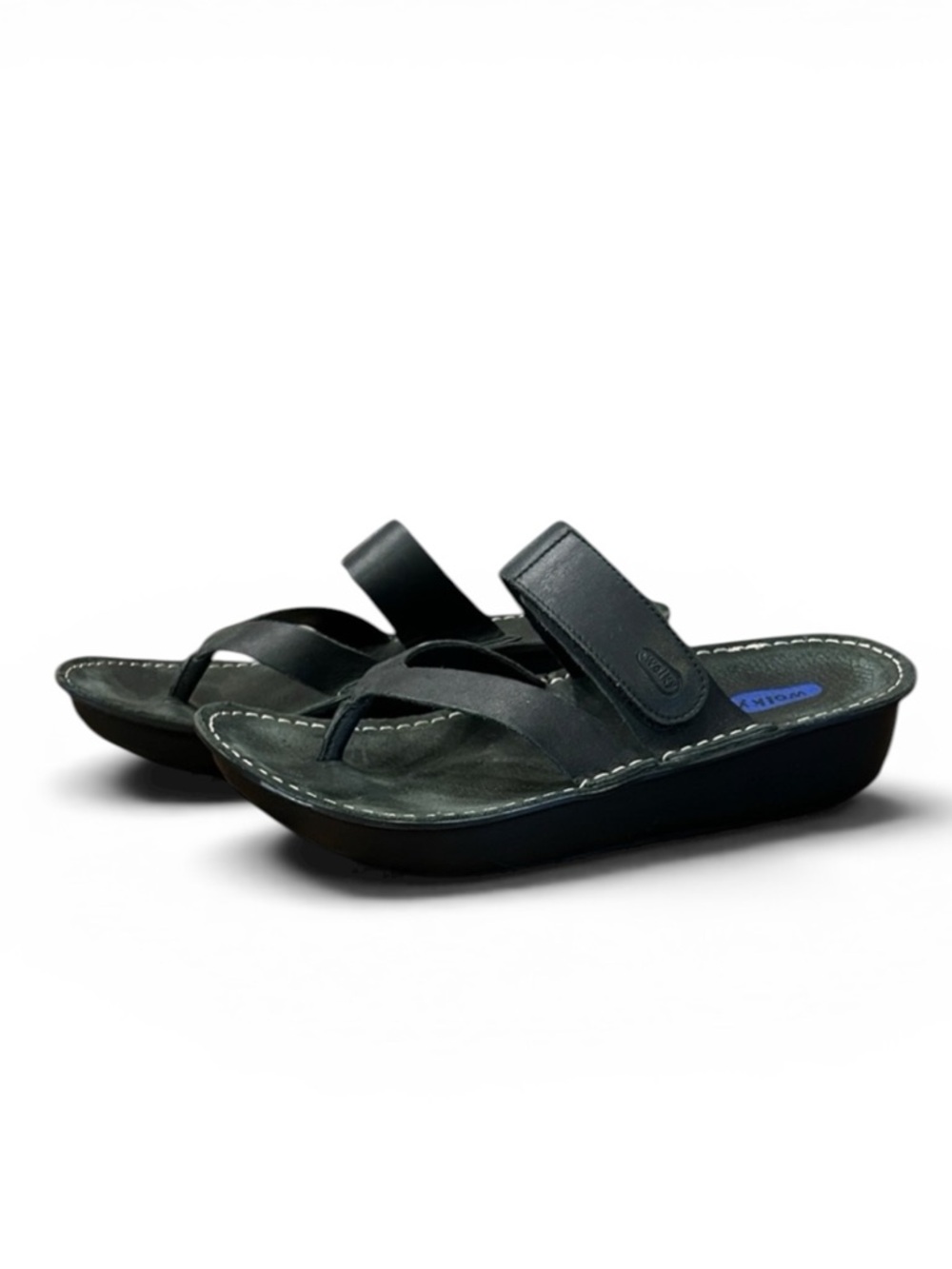 Wolky Women’s Tahiti Mighty Black Leather Sandal Black Size 6.5